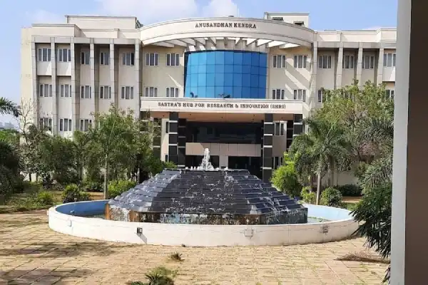 SASTRA University campus in Thanjavur with academic buildings and open green spaces.