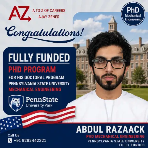 Abdul Razaack — Fully funded PhD in Mechanical Engineering at Pennsylvania State University, USA