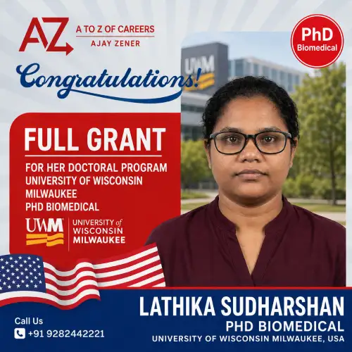 Lathika Sudharshan — Full grant for a PhD in Biomedical at the University of Wisconsin–Milwaukee, USA
