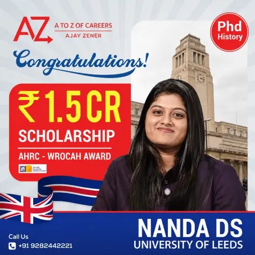 Nanda DS — ₹1.5 Cr AHRC WRoCAH scholarship for a PhD in History at the University of Leeds