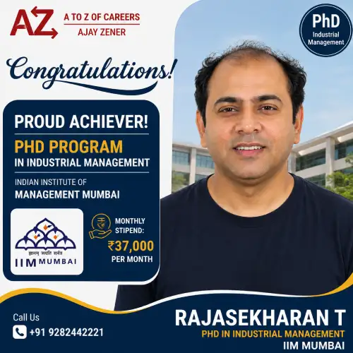 Rajasekharan T — PhD in Industrial Management at IIM Mumbai with a ₹37,000 monthly stipend