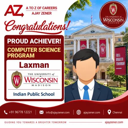 Laxman — Bachelors at the University of Wisconsin–Madison, USA