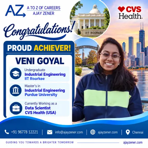 Veni Goyal, Master's in Industrial Engineering from Purdue University, Data Scientist at CVS Health
